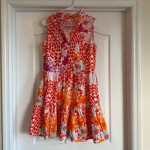 Oliphant Yoke Dress Orange Floral  SOLD OUT Online  $228 Size Small
